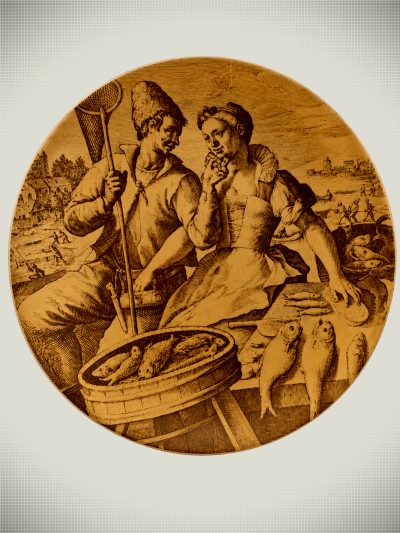 Pair of Royal Tettau “Die Elemente” Porcelain Wall Plates