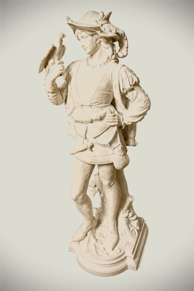 Large Biscuit Porcelain Falconer Figure