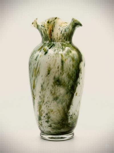 Vintage Murano Italy Handblown Green/Gold Art Glass Vase