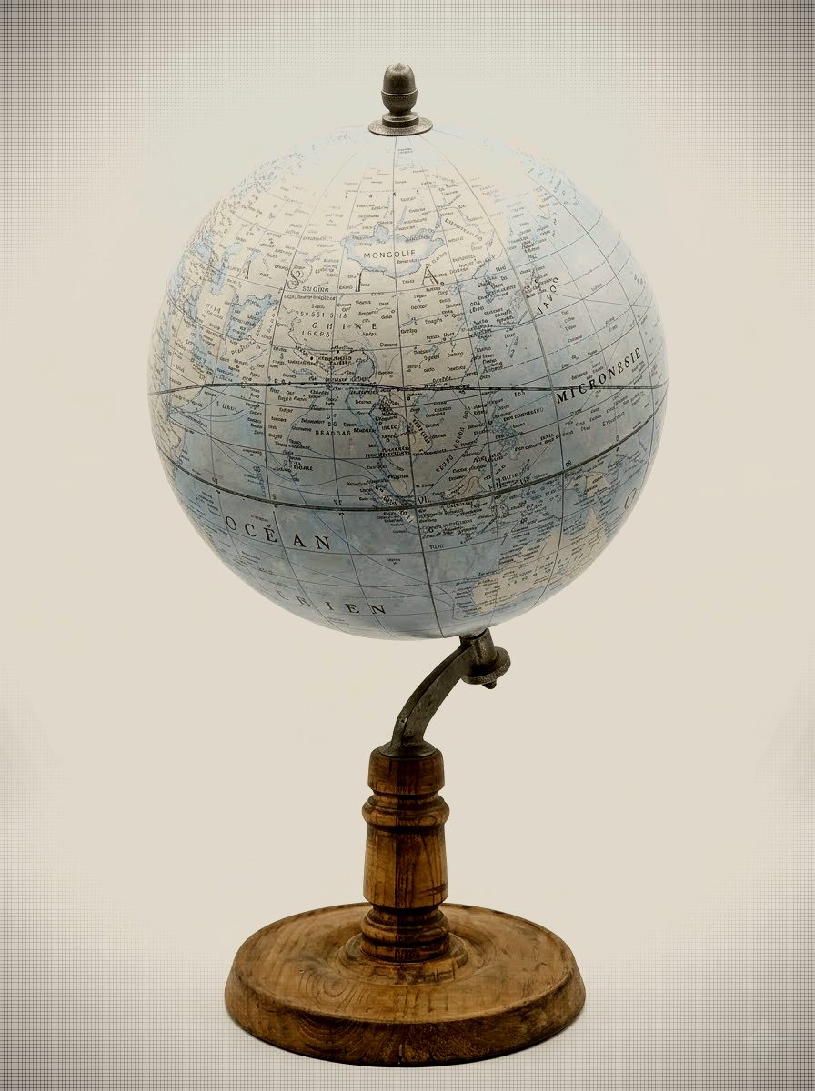 Large Vintage-Style Terrestrial Globe
