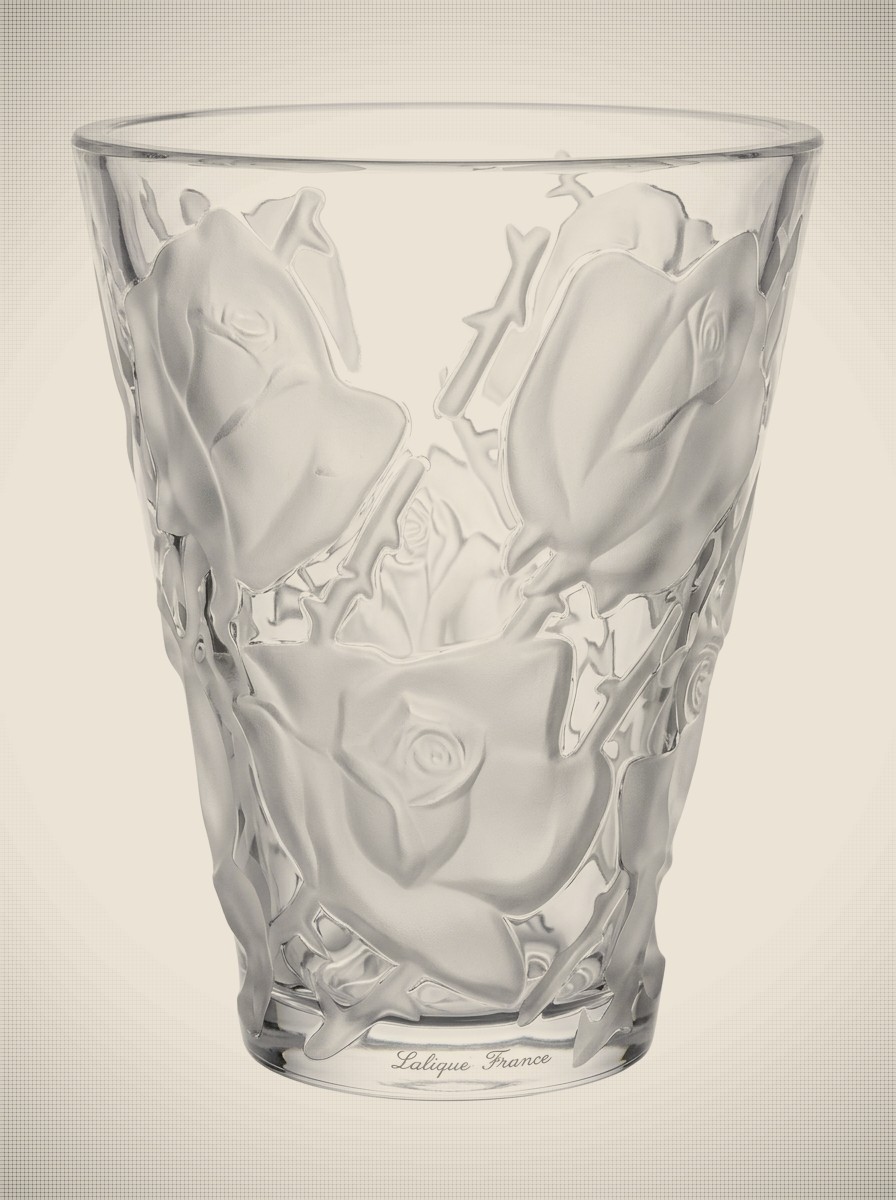 Lalique Crystal Ispahan Rose Vase