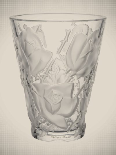Lalique Crystal Ispahan Rose Vase