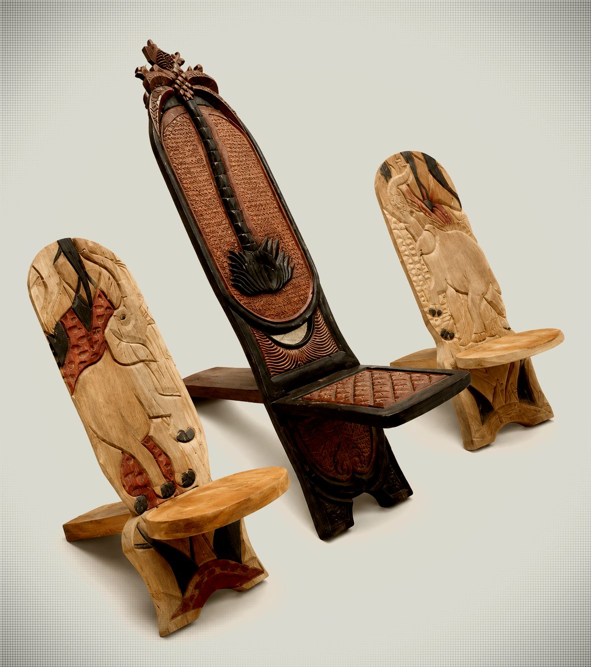 African Palaver Chairs – Vintage Set