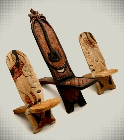 African Palaver Chairs – Vintage Set