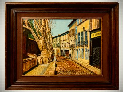 Signed French Street Scene Oil Painting, Dated 2001
