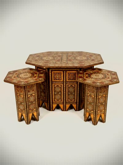 Vintage Moorish Style Marquetry Nesting Tables