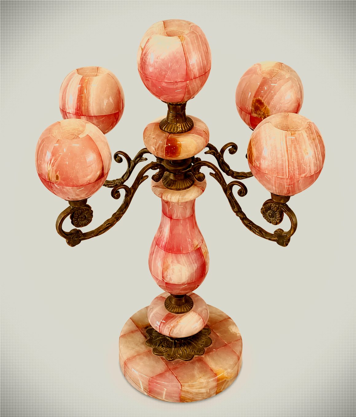 Pink Onyx Five-Light Candelabra – Vintage