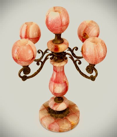 Pink Onyx Five-Light Candelabra – Vintage