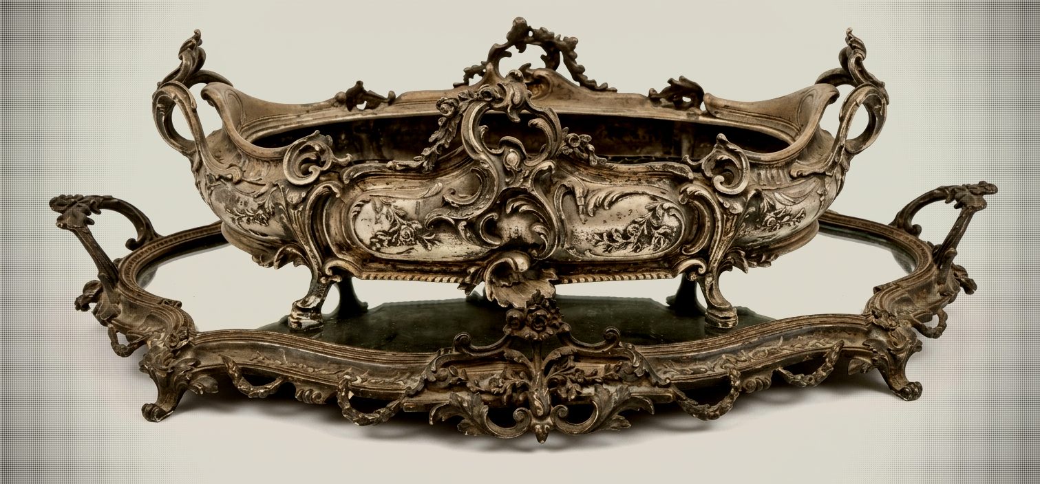 Rare Magnificent 19th-Century French Rococo Silver-Plated Bronze Centerpiece Set (70cm)