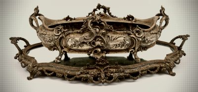 Rare Magnificent 19th-Century French Rococo Silver-Plated Bronze Centerpiece Set (70cm)