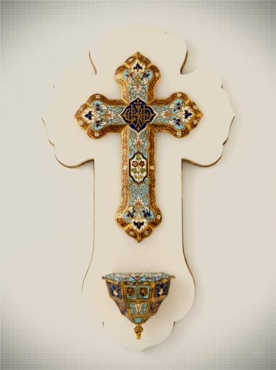 Antique French wall-mounted holy water font (bénitier)