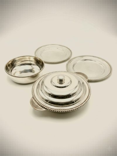 Vintage 5-Piece Convertible Silver-Plated Buffet & Hollowware Set