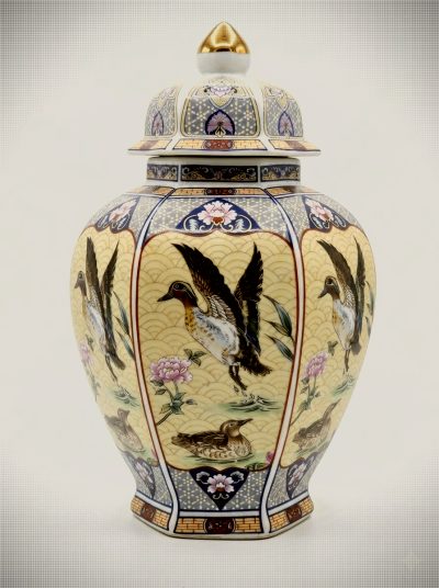 Vintage Japanese Hexagonal Porcelain Ginger Jar