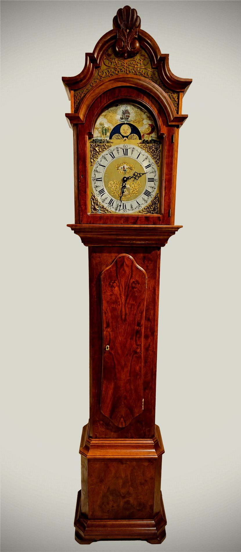 Vintage SBS-Feintechnik Georgian-Style Mahogany Longcase Grandfather Clock