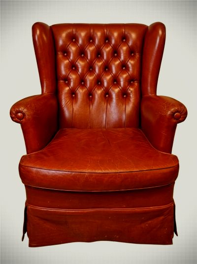 Vintage Oxblood Leather Chesterfield Wingback Lounge Suite