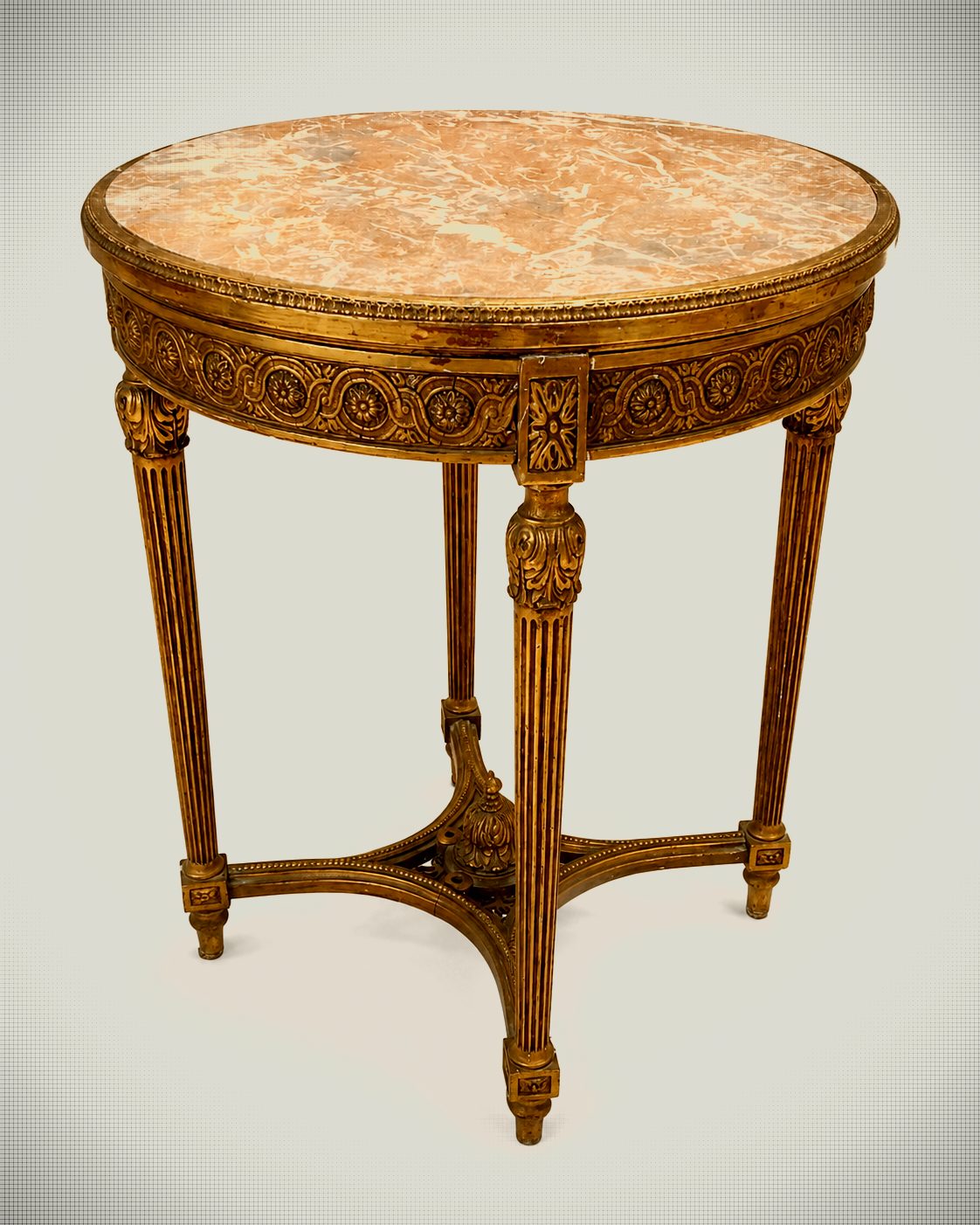 French Louis XVI Revival Giltwood Guéridon with Brèche Marble Top