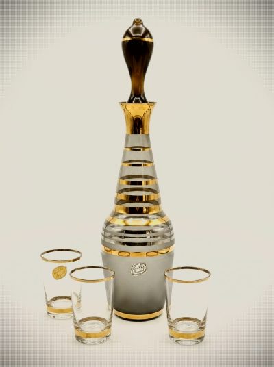 Vintage Bohemia Crystal Gilded Liquor Set