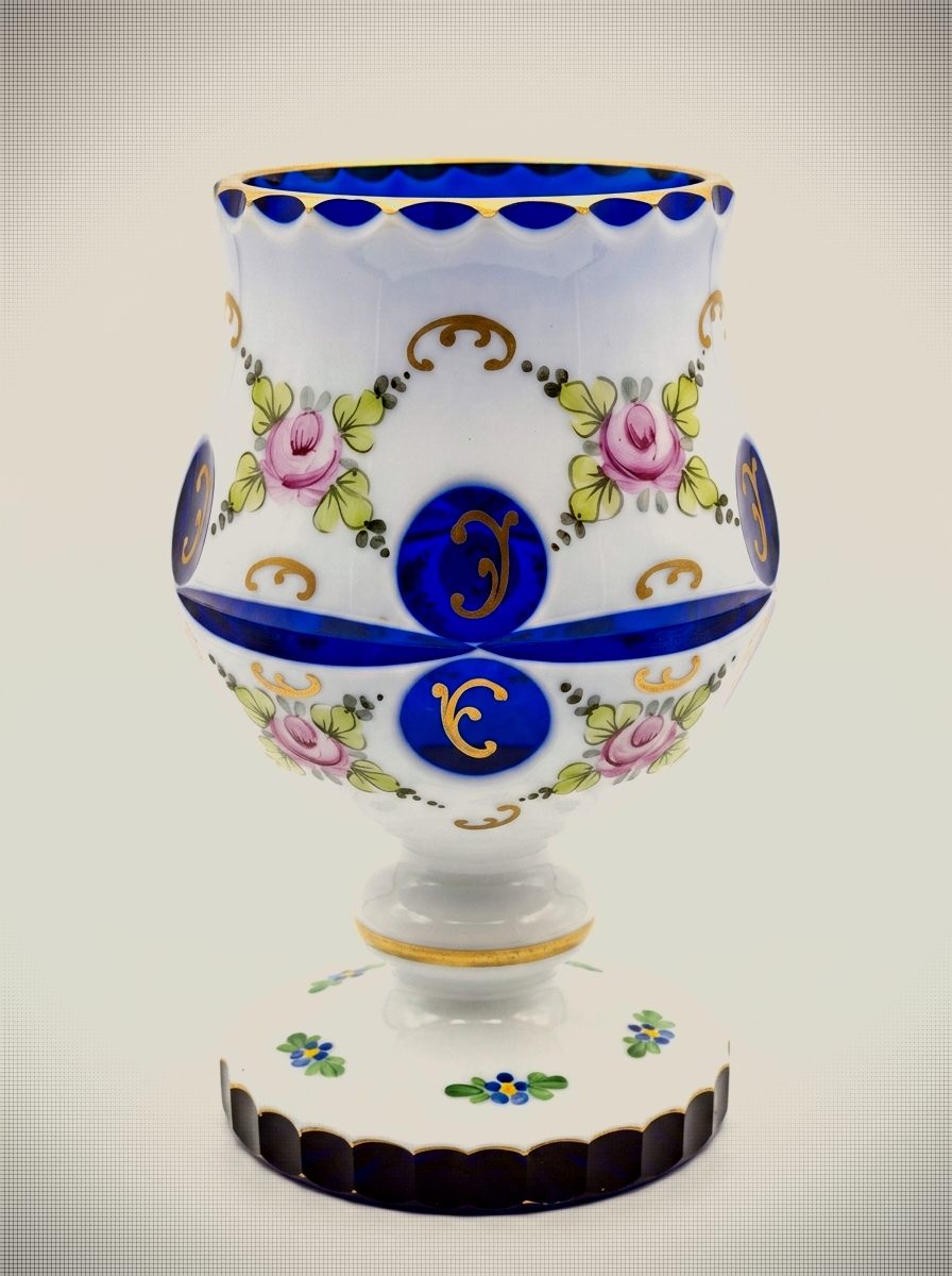Vintage Bohemian Glass Goblet Vase