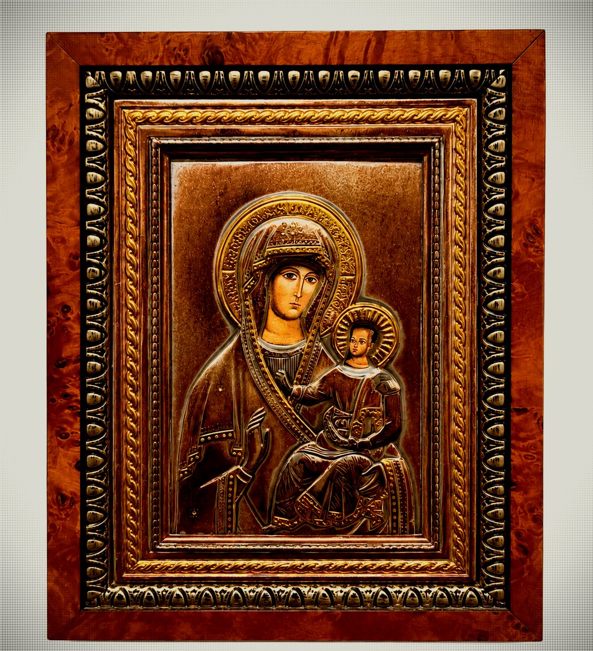 Icône italienne de la Vierge à l’Enfant en argent sterling 925