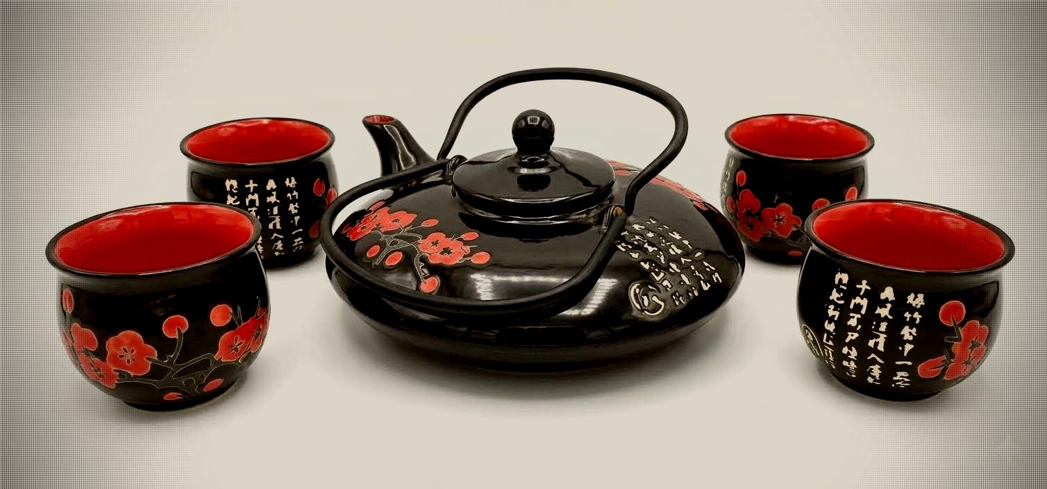 Vintage Asian Cherry Blossom Tea Set