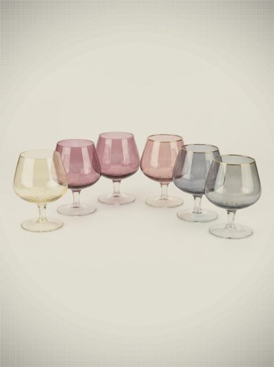 Vintage French Brandy Snifters, Set of 6 Iridescent Liquor Glasses
