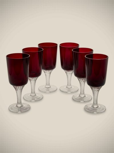 Set of 6 Vintage Ruby Red Stemmed Glassware