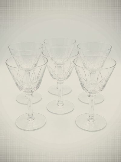 Vintage Wheel-Cut Lotus Crystal Cocktail Goblets