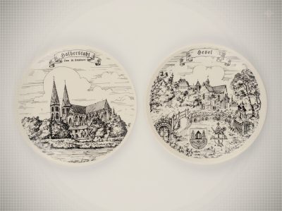 Pair of Vintage German Commemorative Wall Plates