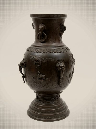 19th-Century Japanese Meiji Bronze Baluster Vase