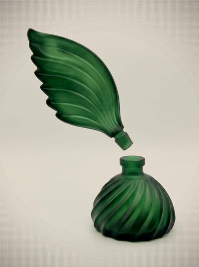 Vintage Art Deco Green Malachite Glass Perfume Bottle