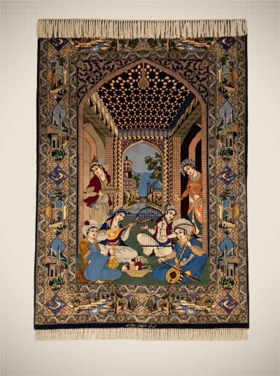 The Ronaghian Isfahan "Courtyard Musicians" Pictorial Tableau Rug
