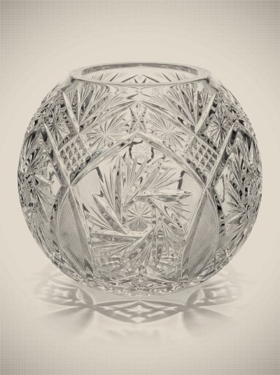Vintage Pinwheel Cut Crystal Globe Vase
