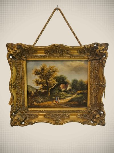 Cottage Scene with Figures on a Country Path