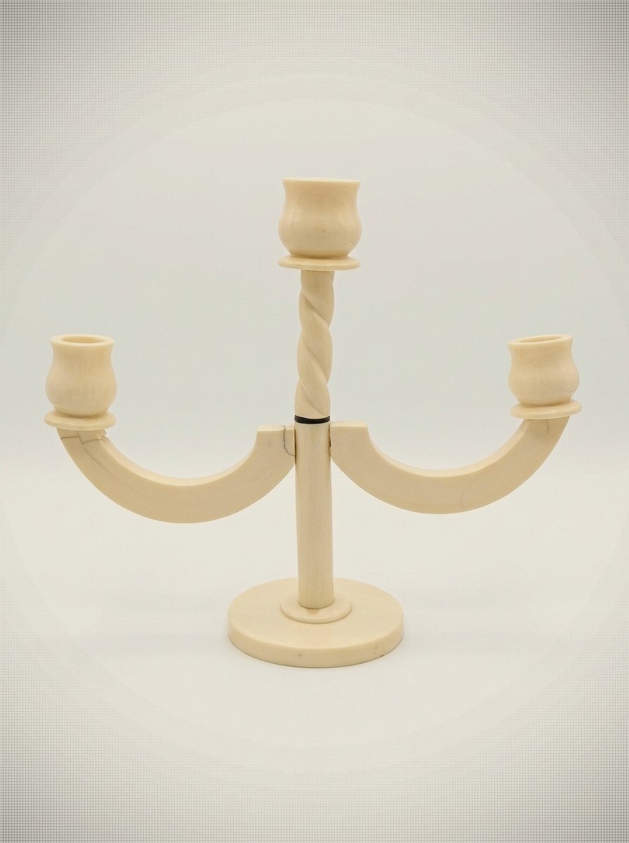 Pair of Three-Arm Ivory Candelabra