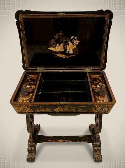 Documented Antique Chinese Export Chinoiserie Ladies' Sewing Table